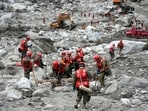 File image: Rescue workers conduct search and rescue operations at the core disaster-hit area at Gyirong Port in Tibet
