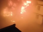 The fire broke out on the third floor of a four-storey building, said fire officials, adding that due to the flammable material used to make shoes, the fire spread rapidly across the entire floor. (HT Photo)