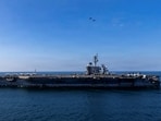 The USS Abraham Lincoln docked at Laem Chabang Port near Pattaya on Wednesday, with the crew scheduled to stay through September 6.