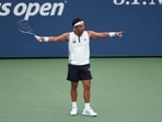 Yunchaokete Bu of China reacts against Rafael Jodar of Spain during their Men's Singles Second Round match on Day Four of the 2026 US Open at USTA Billie Jean King National Tennis Center (Getty Images)