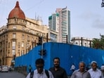 The Bombay Stock Exchange (BSE) building, rear, in Mumbai