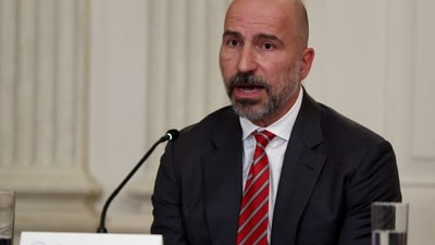 CEO of Uber, Dara Khosrowshahi, speaks during an event at the White House. (REUTERS)
