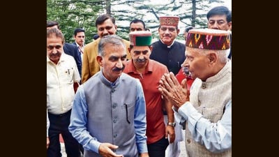 Himachal Pradesh chief minister Sukhvinder Singh Sukhu arrives to attend the final day of the assembly’s monsoon session in Shimla on Thursday. (Deepak Sansta/HT) Himachal Pradesh chief minister Sukhvinder Singh Sukhu arrives to attend the final day of the assembly’s monsoon session in Shimla on Thursday. (Deepak Sansta/HT)