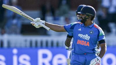 India's Rohit Sharma celebrates his century during the third one-day international (ODI) cricket match between England and India at Lord's cricket ground in London on July 19, 2026. (Photo by Glyn KIRK / AFP) / RESTRICTED TO EDITORIAL USE. NO ASSOCIATION WITH DIRECT COMPETITOR OF SPONSOR, PARTNER, OR SUPPLIER OF THE ECB (AFP) India's Rohit Sharma celebrates his century during the third one-day international (ODI) cricket match between England and India at Lord's cricket ground in London on July 19, 2026. (Photo by Glyn KIRK / AFP) / RESTRICTED TO EDITORIAL USE. NO ASSOCIATION WITH DIRECT COMPETITOR OF SPONSOR, PARTNER, OR SUPPLIER OF THE ECB (AFP)