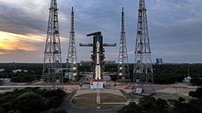 The Geosynchronous Satellite Launch Vehicle (GSLV-F17) stands integrated on the Second Launch Pad at the Satish Dhawan Space Centre (SDSC-SHAR), in Sriharikota, Andhra Pradesh. (@isro/X via PTI Photo) (@isro) The Geosynchronous Satellite Launch Vehicle (GSLV-F17) stands integrated on the Second Launch Pad at the Satish Dhawan Space Centre (SDSC-SHAR), in Sriharikota, Andhra Pradesh. (@isro/X via PTI Photo) (@isro)