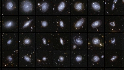 This handout image obtained and released on March 18, 2025 by the ESA/Euclid/Euclid Consortium/NASA shows space telescope Euclid�s new image of examples of galaxies in different shapes, during Euclid first observations of the Deep Field areas. On March 19, 2025, the European space telescope Euclid, a veritable �detective of the dark universe� aided by AI and humans, delivered the first data from a mission designed to help unravel the mystery of dark matter and dark energy. (AFP) This handout image obtained and released on March 18, 2025 by the ESA/Euclid/Euclid Consortium/NASA shows space telescope Euclid�s new image of examples of galaxies in different shapes, during Euclid first observations of the Deep Field areas. On March 19, 2025, the European space telescope Euclid, a veritable �detective of the dark universe� aided by AI and humans, delivered the first data from a mission designed to help unravel the mystery of dark matter and dark energy. (AFP)