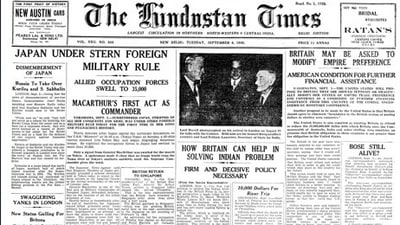 How Hindustan Times reported the end of WWII. (HT archieves) How Hindustan Times reported the end of WWII. (HT archieves)