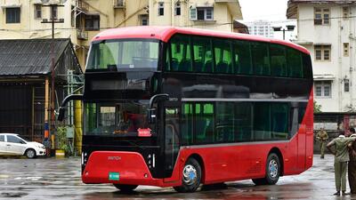 The AC electric double-decker buses were introduced three years ago as part of BEST’s efforts to modernise its fleet and replace the iconic diesel-powered double-deckers that were gradually phased out. (HT PHOTO) The AC electric double-decker buses were introduced three years ago as part of BEST’s efforts to modernise its fleet and replace the iconic diesel-powered double-deckers that were gradually phased out. (HT PHOTO)