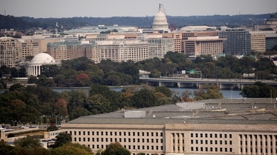 The Pentagon building is seen in Arlington, Virginia.