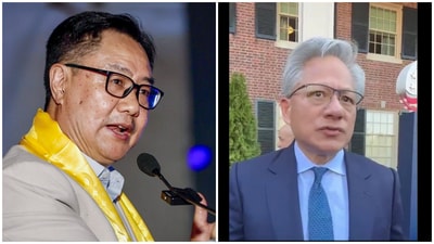 In the video shard by Kiren Rijiju, Jensen Huang is heard saying, "India is one of the world’s leading IT industries, and this is the beginning of a new IT platform. (X/@KirenRijiju)