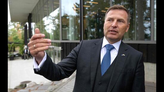 Estonia's then Minister of Defence Hanno Pevkur attends the Nordic-Baltic conference “Unleashed” organised by the Stockholm Chamber of Commerce at Artipelag, Varmdo outside Stockholm, Sweden on August 20. (AFP)