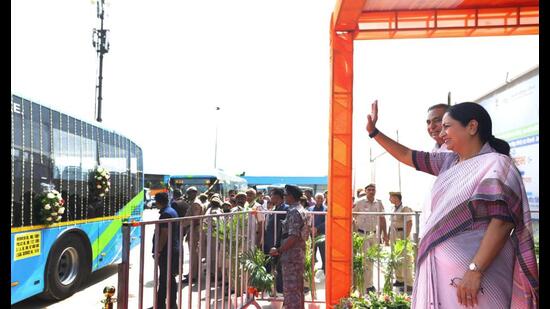 Gupta also inaugurated public EV charging stations at Delhi Transport Corporation (DTC) depots in Hasanpur and Ghazipur (HT)