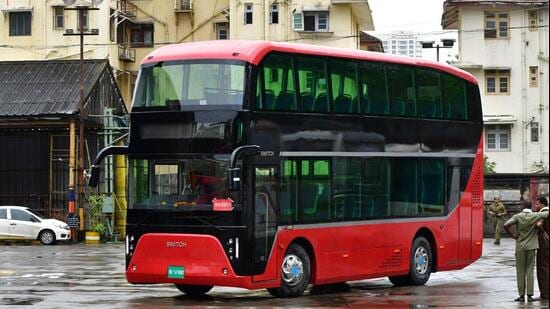The AC electric double-decker buses were introduced three years ago as part of BEST’s efforts to modernise its fleet and replace the iconic diesel-powered double-deckers that were gradually phased out. (HT PHOTO)