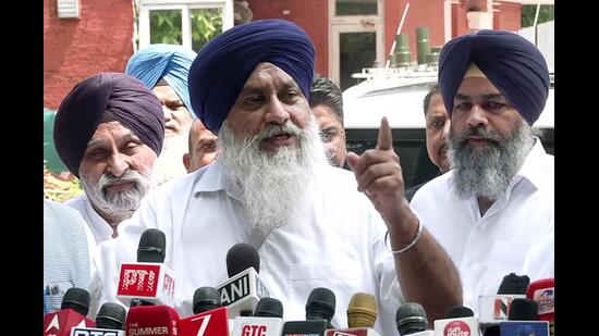 The SAD also demanded an independent probe into the allegations that Mann’s wife Gurpreet Kaur sought ₹5 crore to suppress a rape case. (HT FILE)
