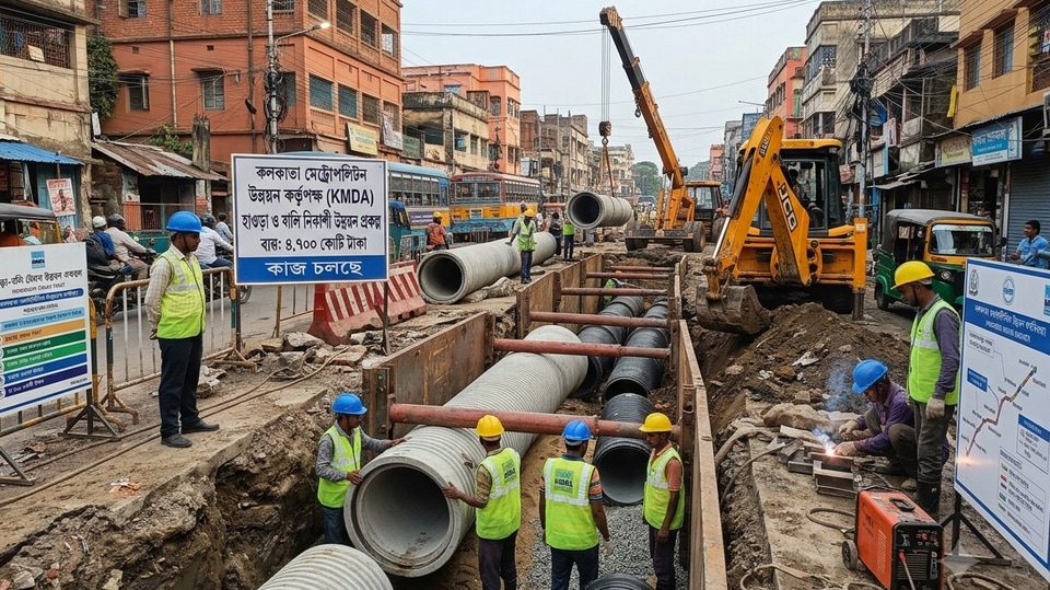 জলযন্ত্রণা থেকে মুক্তি দিতে ৪,৭০০ কোটি টাকার কাজ হবে হাওড়া ও বালিতে। (ছবিটি প্রতীকী, সৌজন্যে Nano Banana দিয়ে তৈরি)