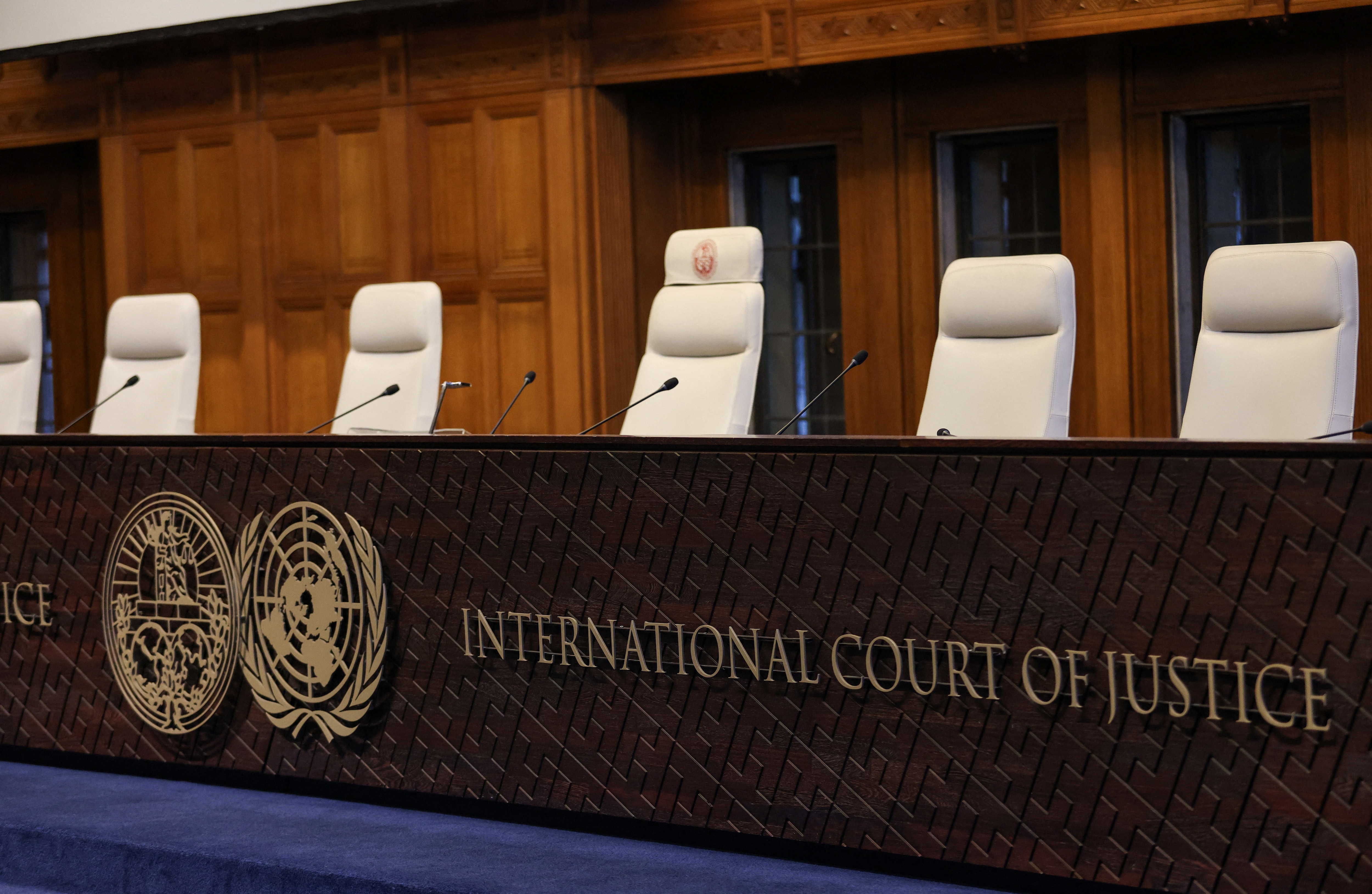 A view of the Great Hall of Justice, the courtroom of the International Court of Justice (ICJ), at the Peace Palace in The Hague, Netherlands, June 18, 2026. (REUTERS)