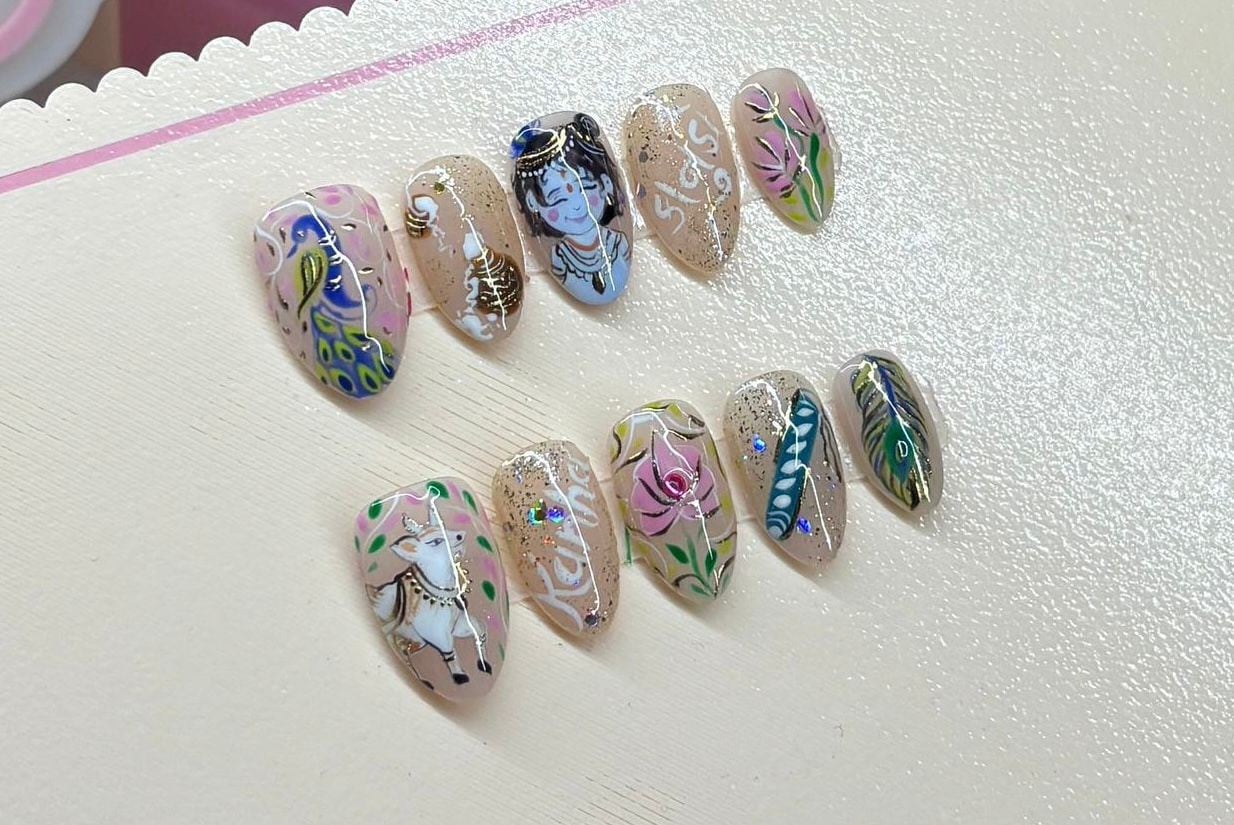 Pretty Nails by Bhumi’s Kanha Press-On Nails Set | Price: ₹1,500–2,000 Pretty Nails by Bhumi’s Kanha Press-On Nails Set | Price: ₹1,500–2,000