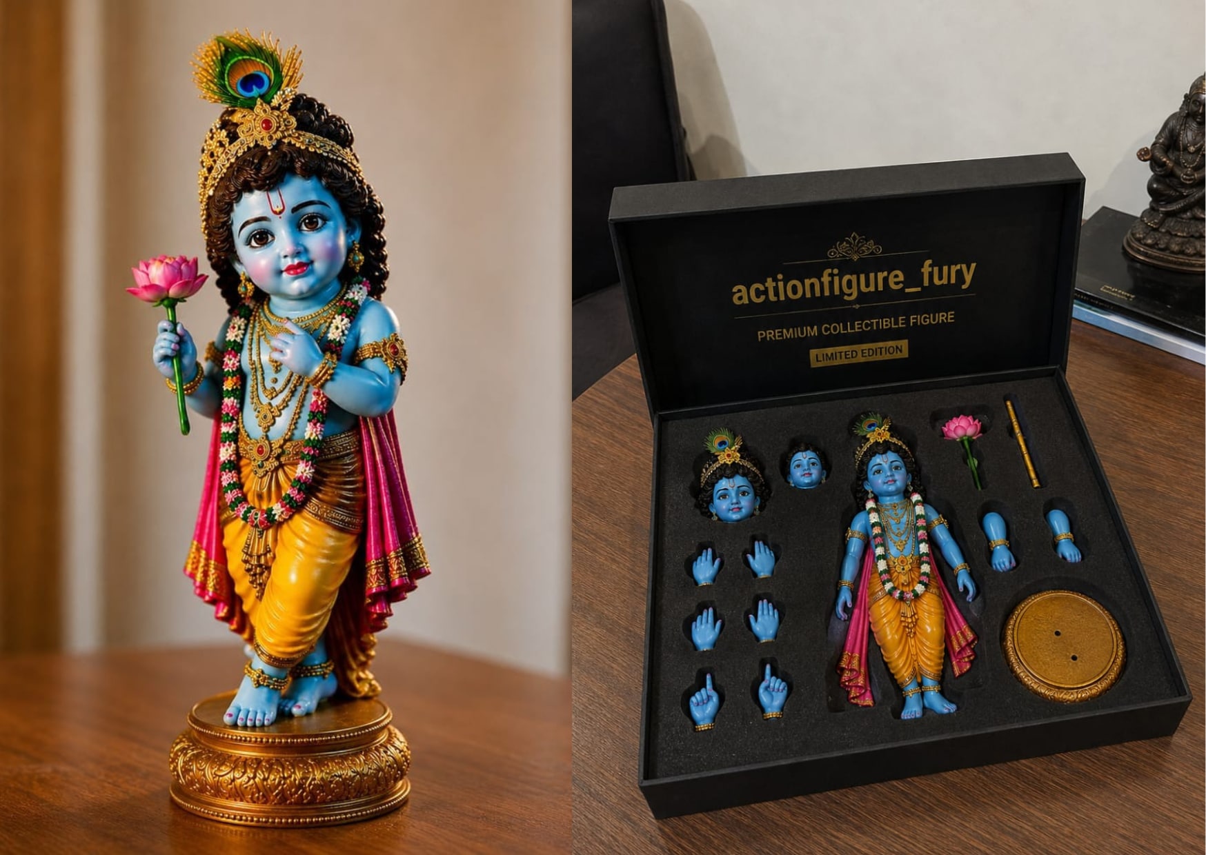 @Actionfigure_fury’s Bal Krishna with Pink Lotus Blossom | Price: ₹3,499 @Actionfigure_fury’s Bal Krishna with Pink Lotus Blossom | Price: ₹3,499