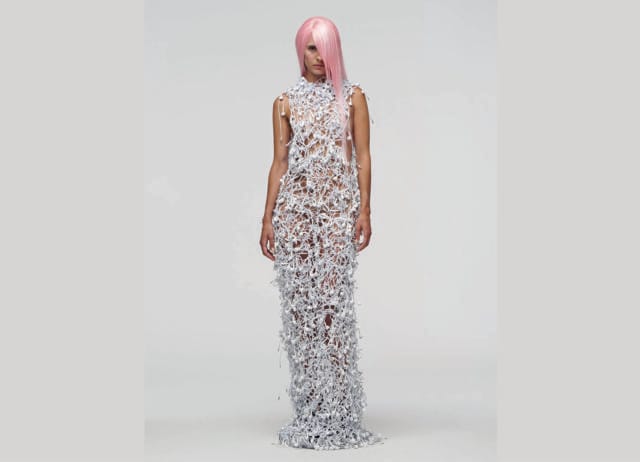 Swiss artist Omar Amor has woven earphones into chic dresses. (INSTAGRAM/@OMARAMORXO) Swiss artist Omar Amor has woven earphones into chic dresses. (INSTAGRAM/@OMARAMORXO)