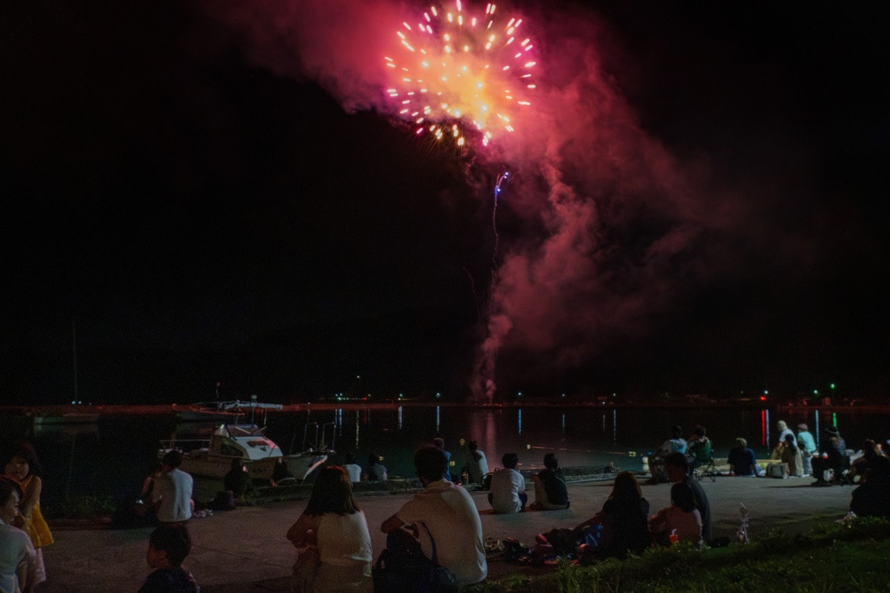 Fireworks at a summer festival at Yamato village on the island. Fireworks at a summer festival at Yamato village on the island.