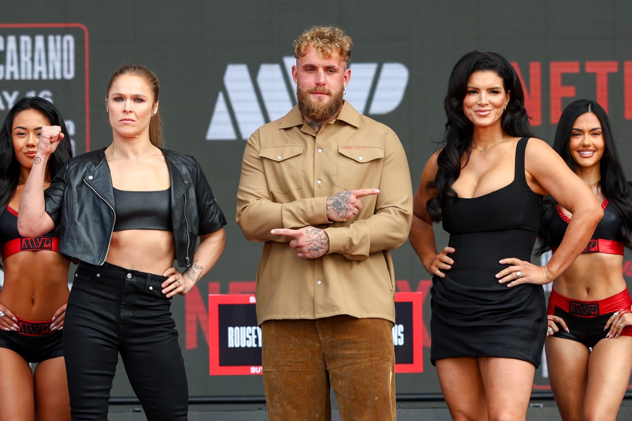 Social-media influencer Jake Paul, in brown, at a mixed martial arts press conference in March. Social-media influencer Jake Paul, in brown, at a mixed martial arts press conference in March.
