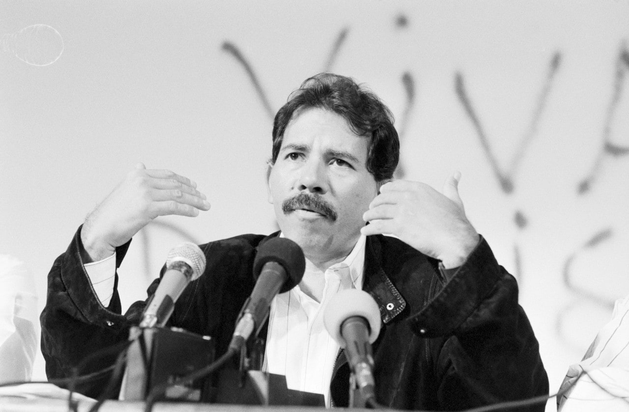 Nicaraguan leader Daniel Ortega, during an election in 1990. Nicaraguan leader Daniel Ortega, during an election in 1990.