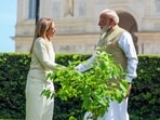Prime Minister Narendra Modi with Italian Prime Minister Giorgia Meloni.