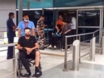 Medical pesonnel present with an injured passenger in a wheelchair after several passengers, including crew members, got injured as Air India flight (AI2379) from Phuket to Delhi experienced a brief in-flight turbulence, in New Delhi.