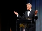 George Clooney speaks as he receives the Golden Lion for Lifetime Achievement award during a ceremony at the 83rd Venice International Film Festival, in Venice, Italy, September 2, 2026. REUTERS/Yves Herman