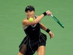 Spain's Paula Badosa in action during her second round match against Coco Gauff of the US.