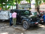 Thar vehicle involved in an accident at the Delhi Cantonment. (Vipin Kumar/Hindustan Times)