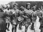 Indian forces on their way to the Front in Flanders. 