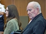 Lindsay Clancy and lawyer Kevin Reddington look at jurors at the Plymouth court on Friday, Sept. 4.