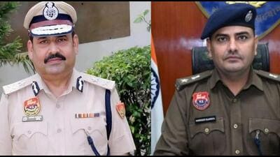 The Haryana government late on Thursday transferred 29 IPS officers and an HPS officer, including Karnal Range inspector general (IG) Ashok Kumar (left) and superintendent of police (SP) Narender Bijarniya. The Haryana government late on Thursday transferred 29 IPS officers and an HPS officer, including Karnal Range inspector general (IG) Ashok Kumar (left) and superintendent of police (SP) Narender Bijarniya.