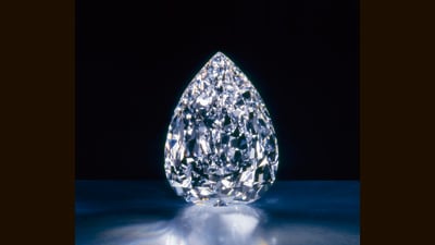The pear-shaped 203.04-carat De Beers Millennium Star. The pear-shaped 203.04-carat De Beers Millennium Star.
