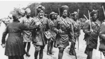 Indian forces on their way to the Front in Flanders. (Indian Embassy in Brussels) Indian forces on their way to the Front in Flanders. (Indian Embassy in Brussels)