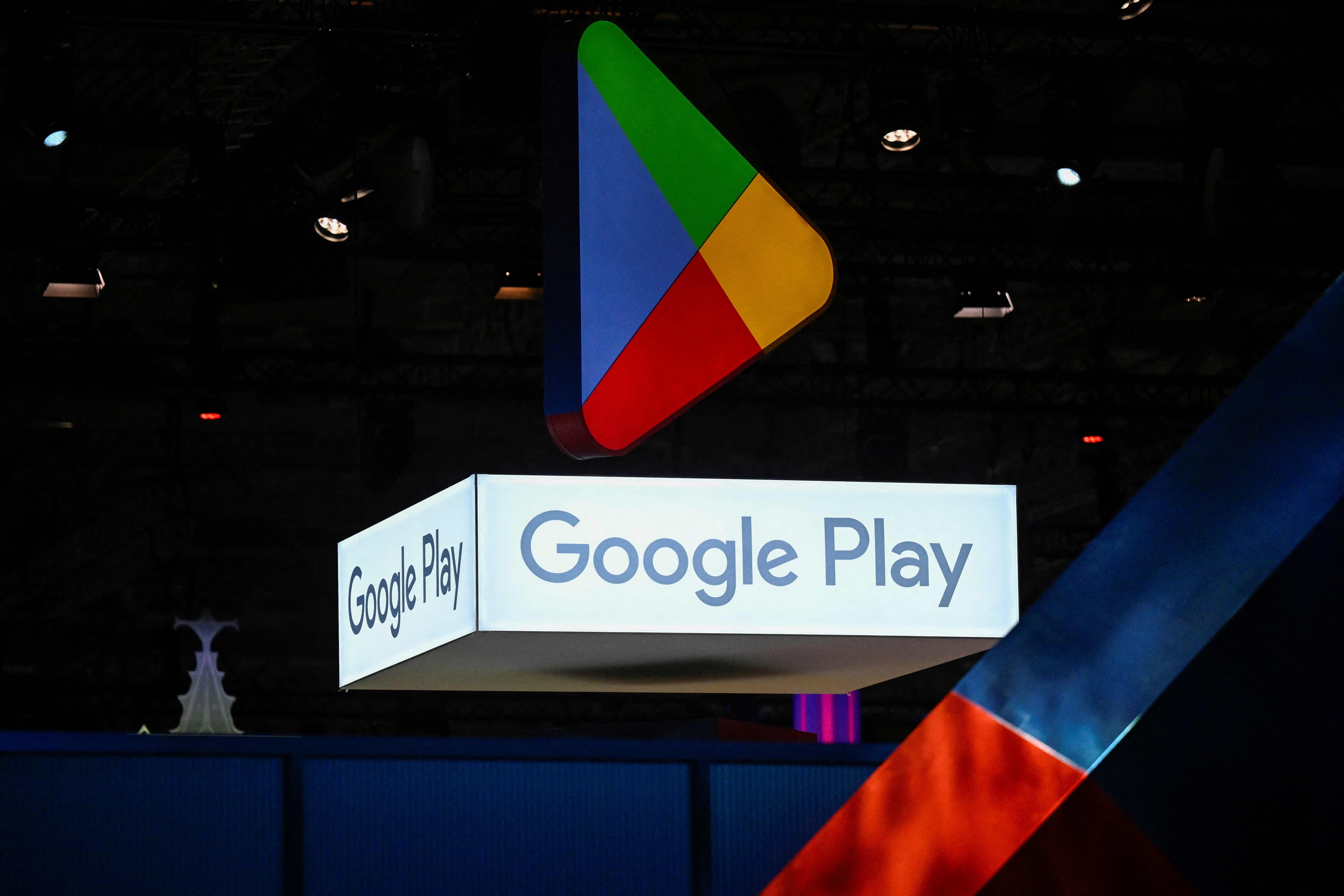 A Google Play logo is pictured at the Gamescom video games trade fair on the fair grounds in Cologne, western Germany, on August 26, 2026. (AFP) A Google Play logo is pictured at the Gamescom video games trade fair on the fair grounds in Cologne, western Germany, on August 26, 2026. (AFP)