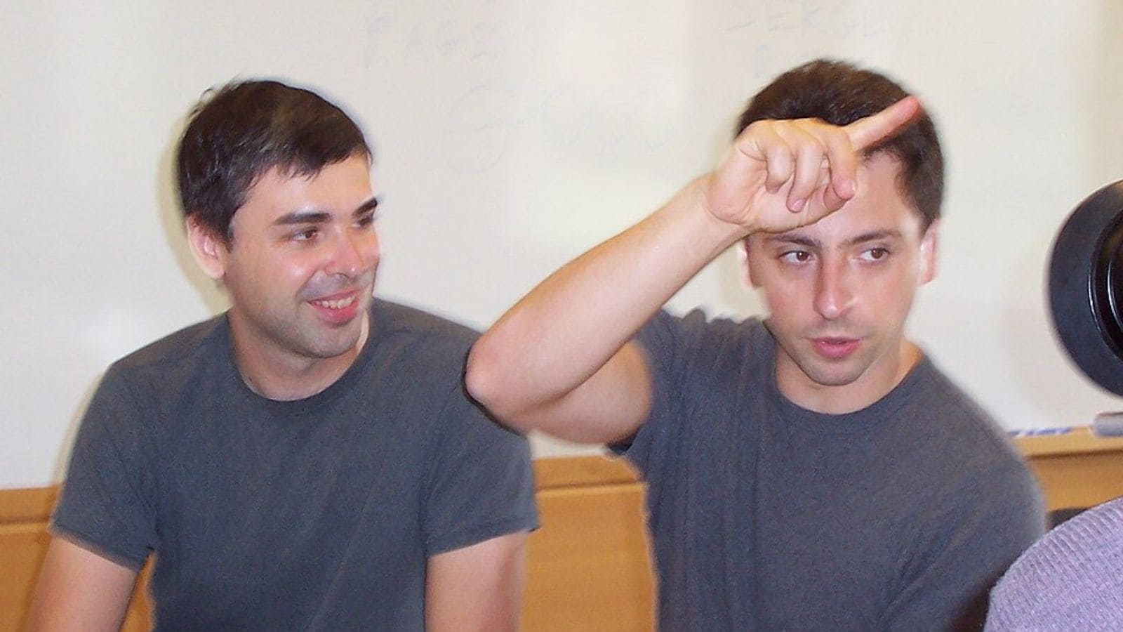 Larry Page and Sergey Brin, founders of Google, pictured in September 2003. (via Wikimedia Commons) Larry Page and Sergey Brin, founders of Google, pictured in September 2003. (via Wikimedia Commons)