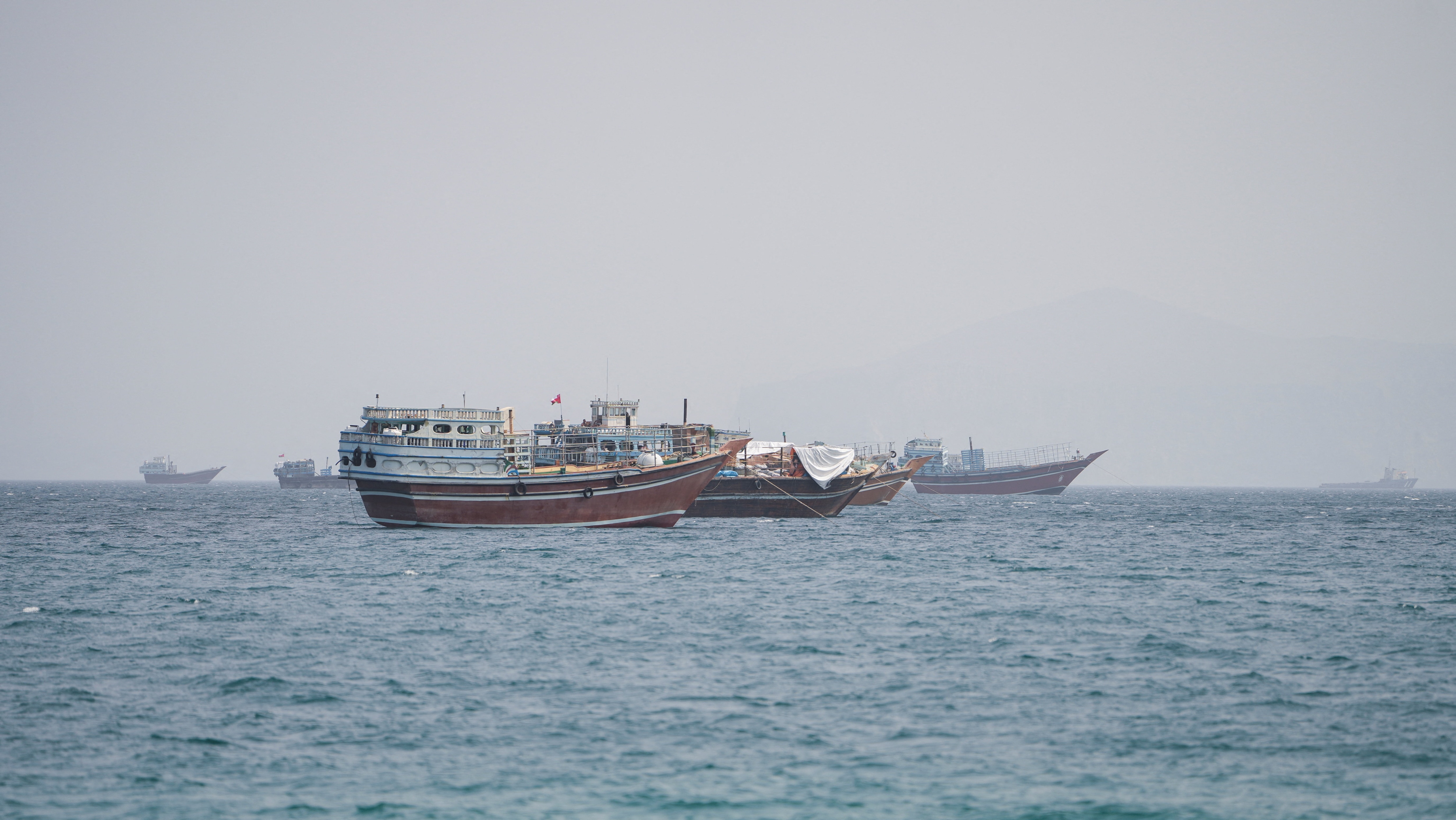 Vessels near the Strait of Hormuz, as seen from Musandam, Oman, September 2, 2026. (REUTERS)