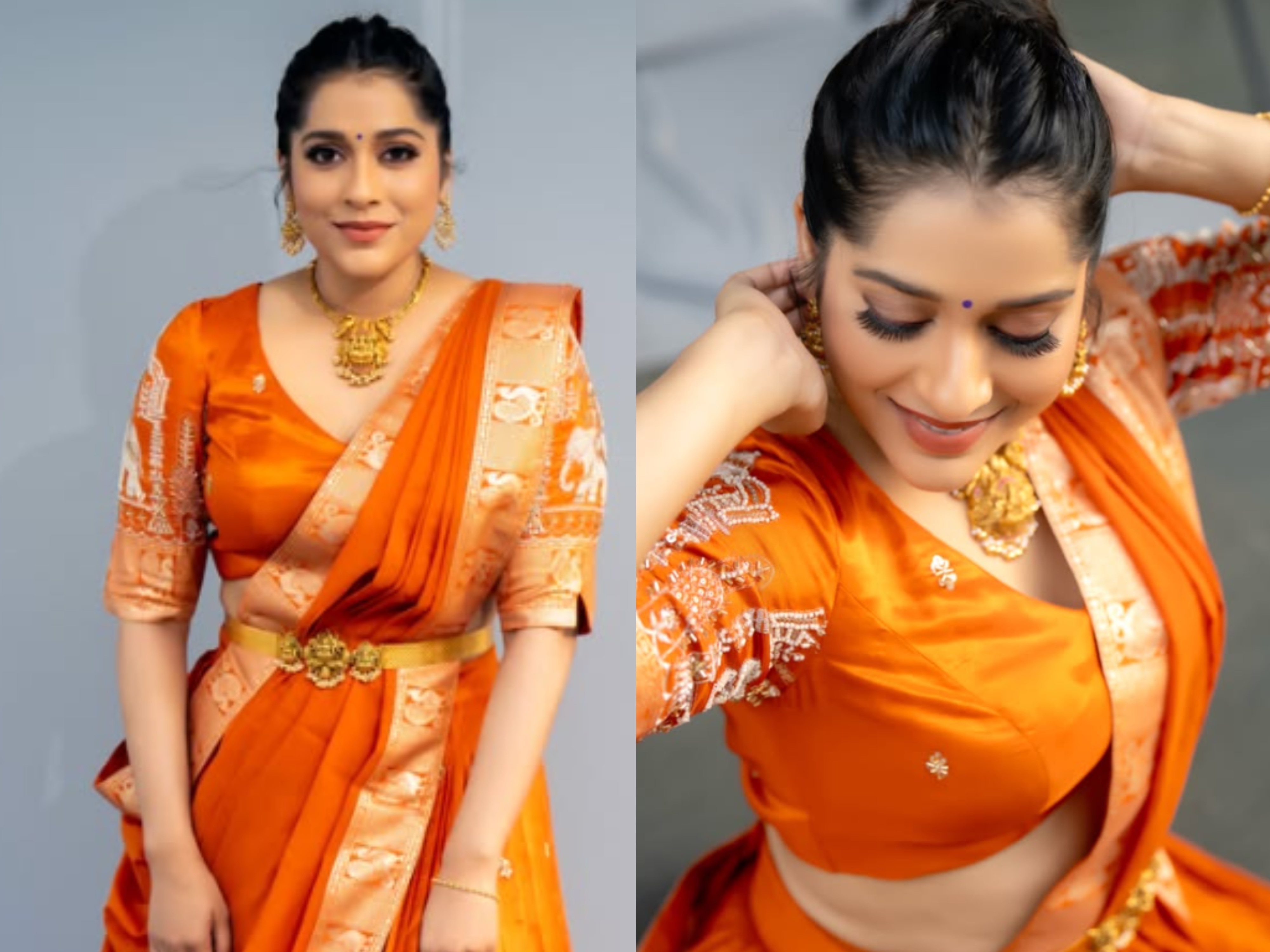 <p>హాట్ యాంకర్ రష్మీ గౌతమ్ ట్రెడిషనల్ వేర్ లోకి మారిపోయింది. పండగ సందర్భంగా లంగావోణీలో మెరిసిపోయింది. </p> <p>హాట్ యాంకర్ రష్మీ గౌతమ్ ట్రెడిషనల్ వేర్ లోకి మారిపోయింది. పండగ సందర్భంగా లంగావోణీలో మెరిసిపోయింది. </p>