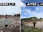 Surendra Singh Choudhary, popularly known as Bittu Tabahi, in front of Ajnar River. 