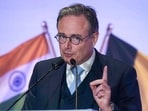 Belgian Prime Minister Bart De Wever addresses the gathering during the India-Belgium high-level dialogue on the India�EU Free Trade Agreement, in Mumbai, Maharashtra.