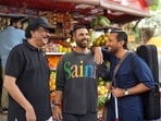 Priyadarshan with Akshay Kumar and Saif Ali Khan on Haiwaan shoot