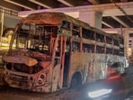 iMumbai, India - September 04, 2026: fire broke out in the bus on the Western Express highway near Aarey colony Metro station in mumbai, India, on Friday, September 04, 2026. (Photo by Satish Bate/ Hindustan Times) (Hindustan Times)