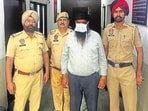 Manjit Singh Bedi in the custody of Jalandhar police on Friday.