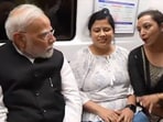Prime Minister Narendra Modi on Saturday travelled by Delhi Metro to reach Shri Ram College of Commerce (SRCC).