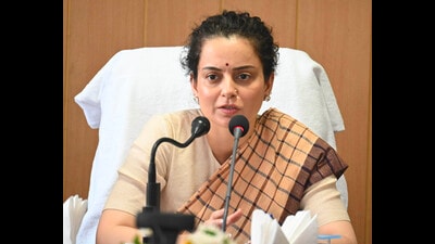BJP MP from Mandi, Kangana Ranaut during the district development coordination and monitoring committee (DISHA). (Birbal Sharma/HT) BJP MP from Mandi, Kangana Ranaut during the district development coordination and monitoring committee (DISHA). (Birbal Sharma/HT)