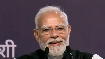 **EDS: THIRD PARTY IMAGE** In this screengrab from a video posted on Sept. 5, 2026, Prime Minister Narendra Modi addresses the centenary celebrations of Shri Ram College of Commerce (SRCC), in New Delhi. (@NarendraModi/YT via PTI Photo)(PTI09_05_2026_000360B) (@NarendraModi)