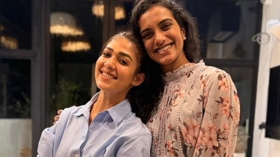 Nayanthara and PV Sindhu caught up over dinner in Chennai. Nayanthara and PV Sindhu caught up over dinner in Chennai.