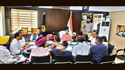 The MC panel meeting in progress in Ludhiana on Saturday. (HT Photo) The MC panel meeting in progress in Ludhiana on Saturday. (HT Photo)